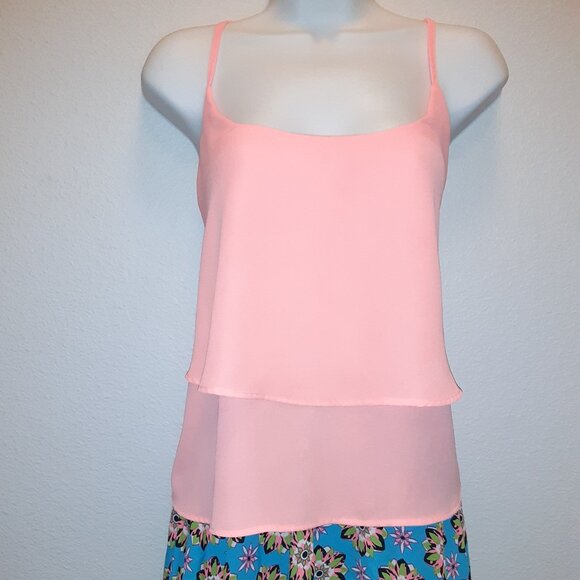 Day-Glo Neon Retro Pink Camisole Top * Pinky-Orange Coral * Lattice * XL * EUC * - Picture 7 of 8